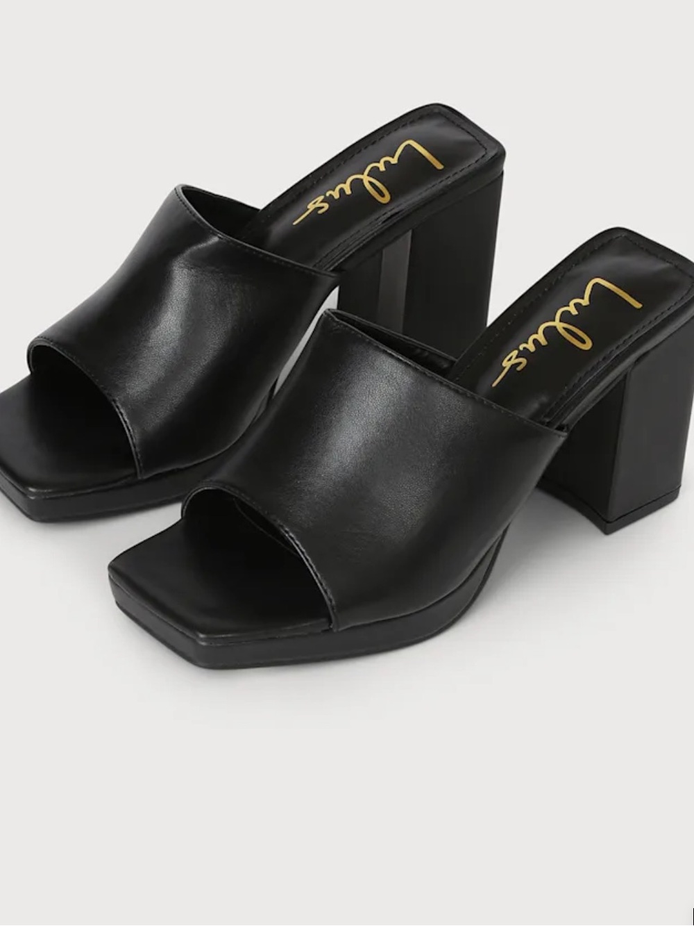 Lulu's Black Round-Toe Block Heel Mules